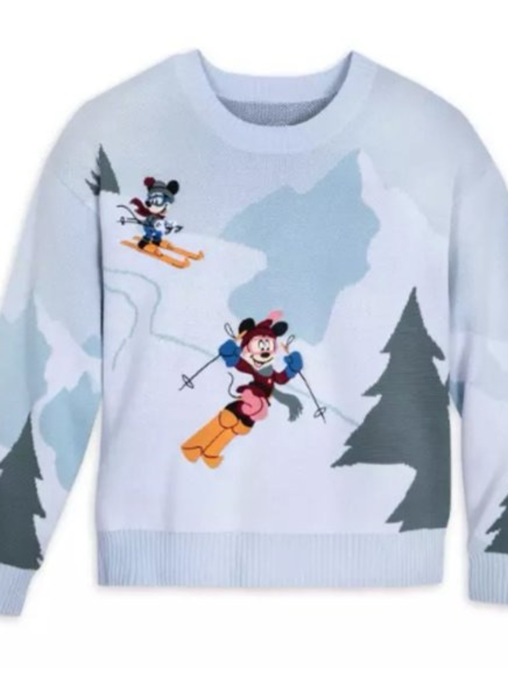 Disney Parks 2023 Christmas Mickey Minnie Ski Crewneck Sweater